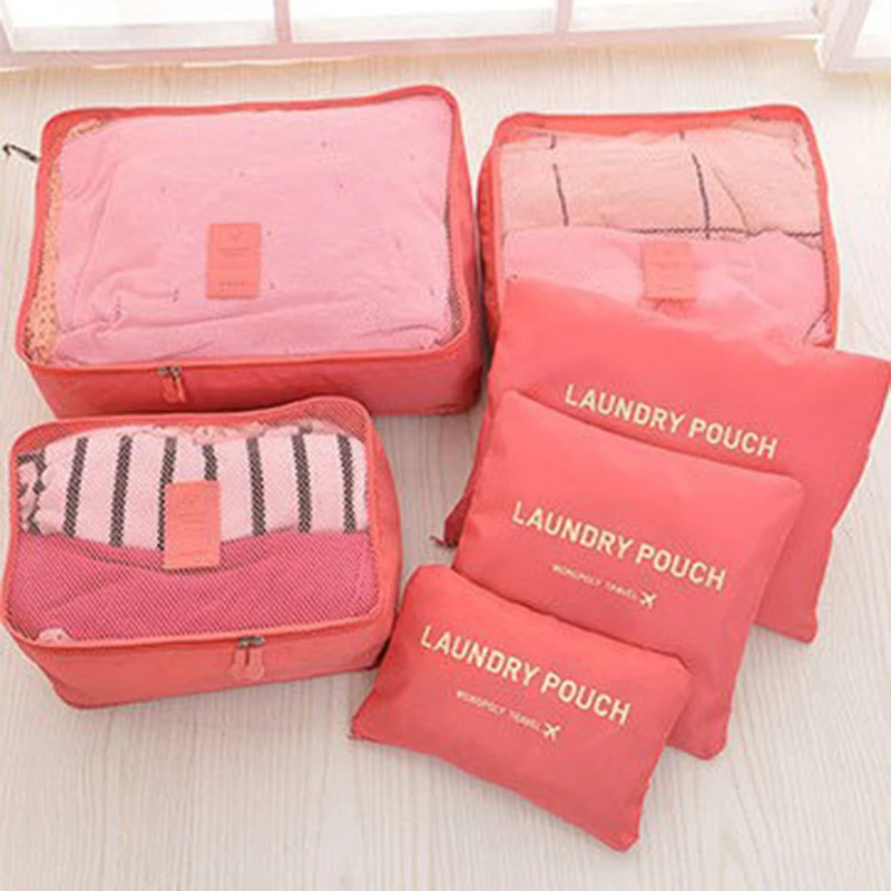 Hot 6pcs Portable Travel Storage Bag Full Sized Luggage Clothes Sorting  Essentials Pouch Underwear Sock Shoes Finishing Package