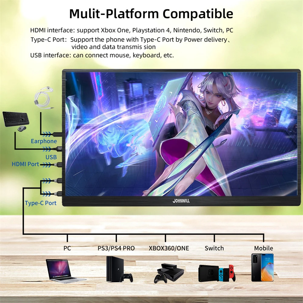 14 ġ ޴  ġ 1920x1080 IPS HD LCD ÷, Ÿ-c HDMI USB ӿ  Ʈ ޴