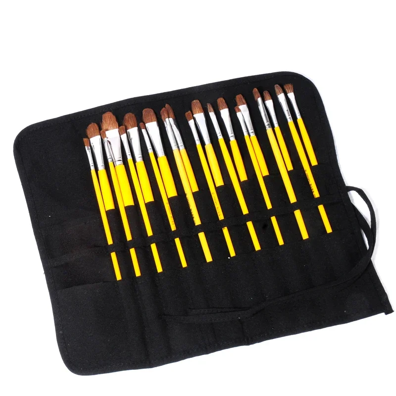 16/22 Holes Makeup Brush Storage Bag Women's Canvas Cosmetic Pouch Travel Fold Organizer Portable Bundle Strap Design Beauty Bag