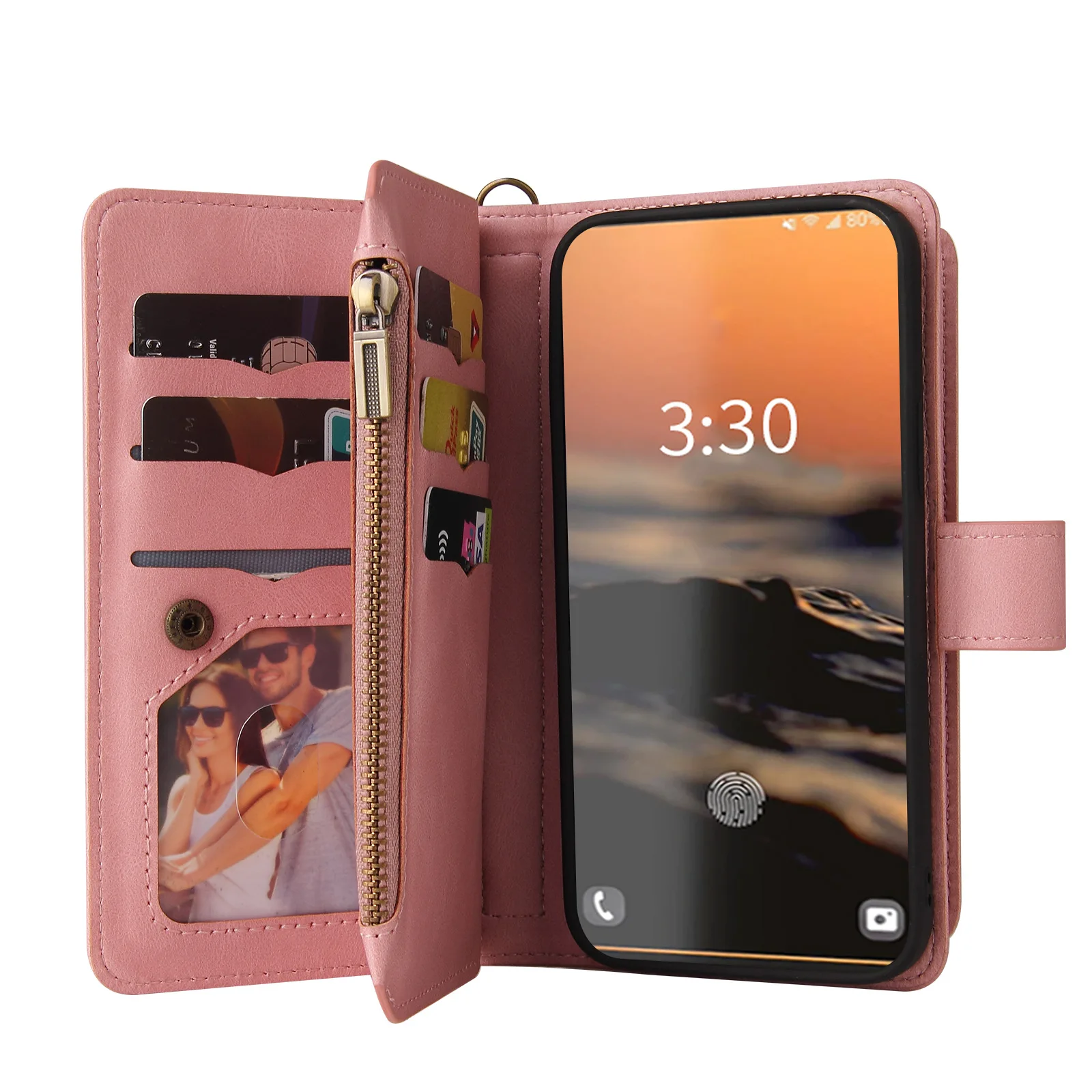 Multi 15-Card Flip Wallet Case For Samsung Galaxy Z Fold 4 3 Zipper Leather Lanyard Wrist Strap Cover For Z Fold4 Fold3 Case