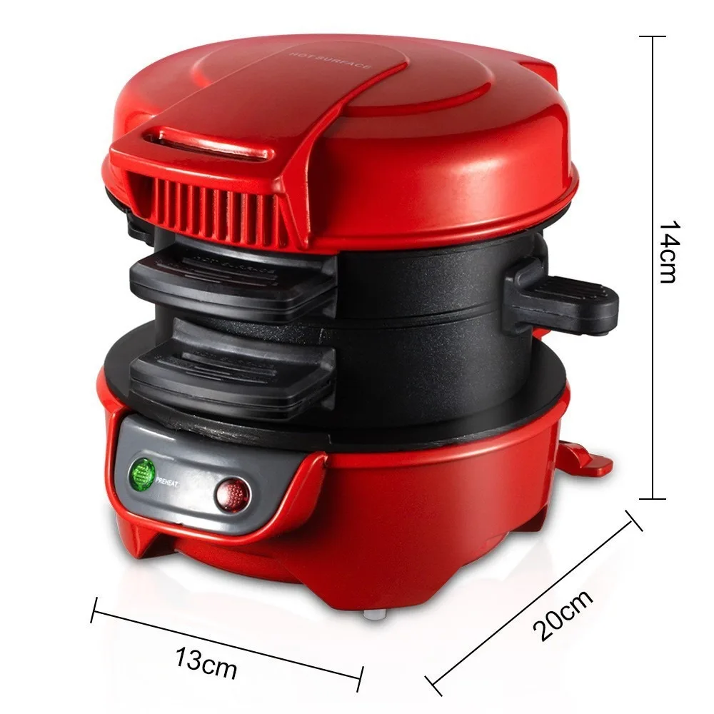 Portable 220V 110V Multifunctional Burger Machine Non Stick Plates Electric Waffle Machine Mini Breakfast Maker US Plug EU Plug
