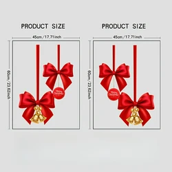 Festive Bow and Bell Holiday Window Decals for Christmas Decor and Parties (Beige)