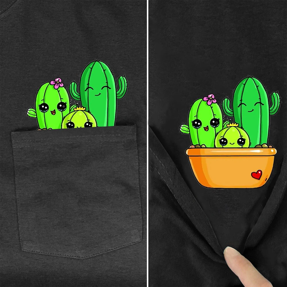 

Унисекс Одежда CLOOCL, футболка с карманами и принтом кактуса, уличная одежда с коротким рукавом, летние модные повседневные хлопковые Топы И Футболки