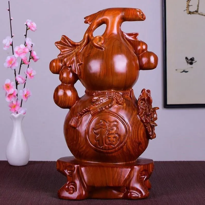 

Rosewood Carved Gourd Ornaments Town House Zhaoqi Black Solid Wood Home Decoration Handicrafts Opened Housewarming