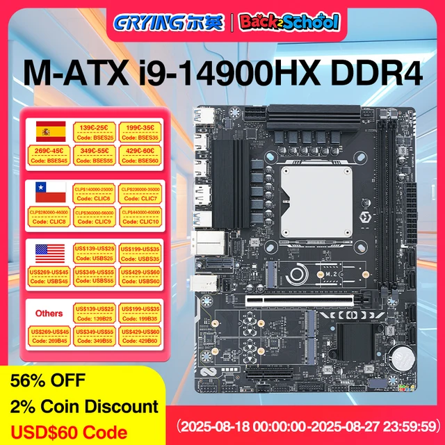 ERYING bricolage ordinateur de jeu carte mère CPU Combo Core Interposer Kit i9 14900HX 24C32T processeur DDR4 RAM Placa mãe LGA 1151 1