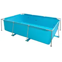 Piscine hors sol à structure métallique, 3 x 2 x 0,76 m, grande piscine familiale rectangulaire en PVC, structure en acier, capacité d'eau 3959 L, avec système de drainage à débit contrôlé, pour extérieur, bleu 3