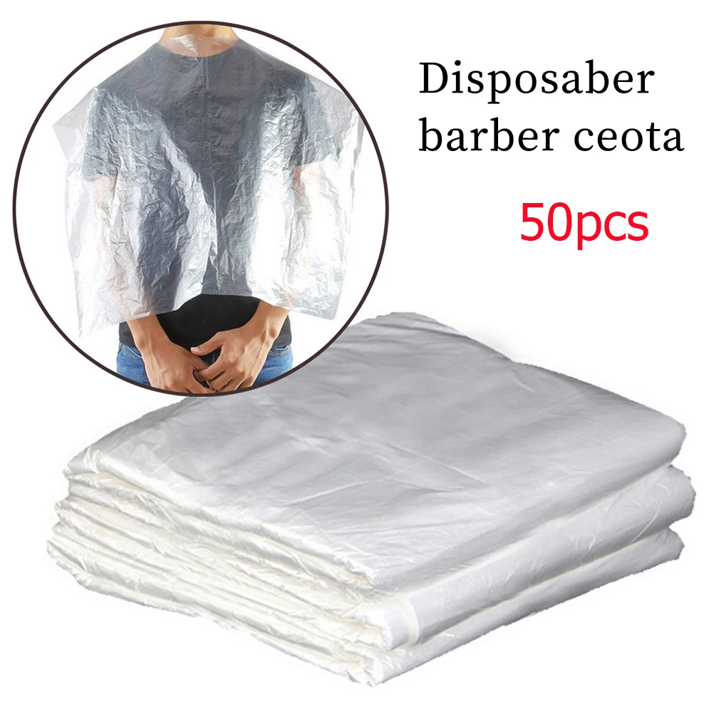 Haircut Cape Hairdressing Cape 50 Pcs Salon Hair Dyeing Antifouling Shawl Disposable Plastic Barber Shawl Cape Hairdressing Supply