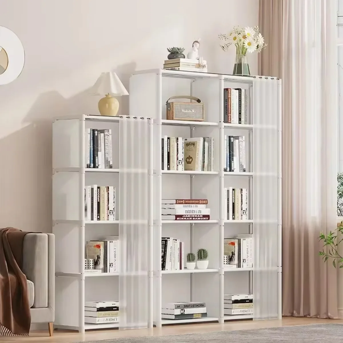 Dustproof Wardrobe Easy Assembly Multi-layer Storage Rack High Capacity Partition Bookshelf Bedroom Furniture Storage Rack