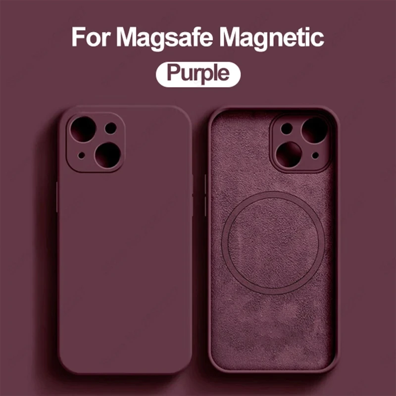 thumbnail image 1 of Liquid Silicone For Magsafe Magnetic Case For iPhone 15 14 12 11 13 Pro Max 14 15 Plus Wireless Charging Cover Phone Accessories, 1 of 5
