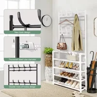 Floor Standing Simple Clothes Hanger Minimalist Clothes Rack Multifunctional All-In-One Hanger Living Room Organizer Shoe Shelf 1