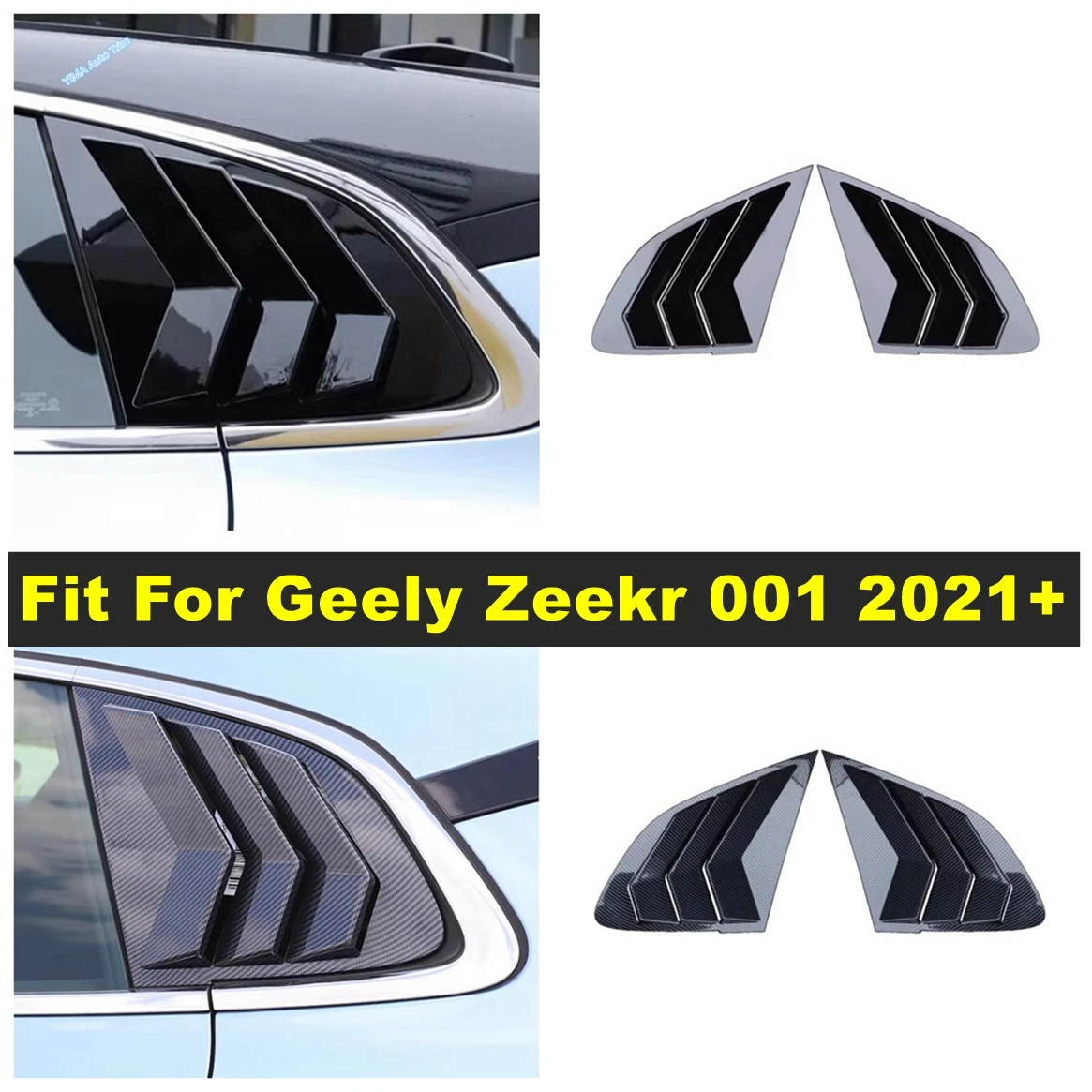 

Fit For Geely Zeekr 001 2021 - 2023 Car Rear Spoiler Wing Side Window Triangle Trim Cover Trim ABS Black/Carbon Auto Accessories