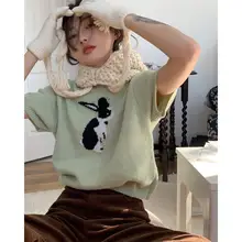 

Spring New Joker Loose Crewneck Rabbit Turtleneck Women's Knitted Short Sleeve Jacket