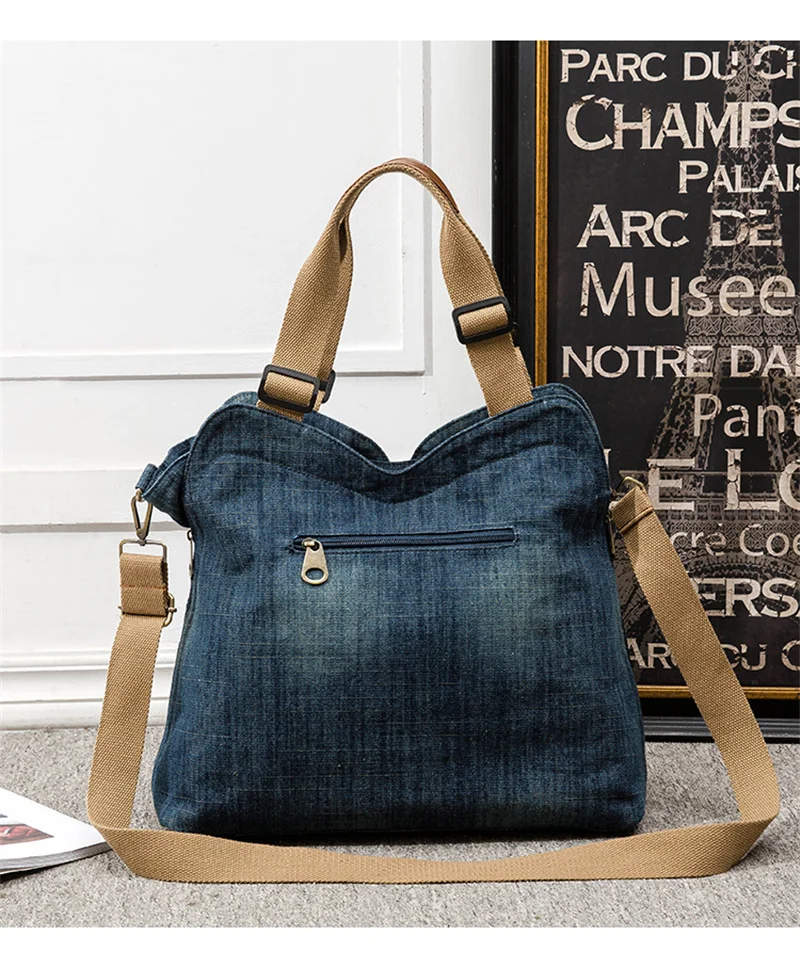 2023 Top Quality Women Denim Shoulder Bags Large Size Jeans Handbags Totes Casual Women Bags 2 Colors Drop Shipping