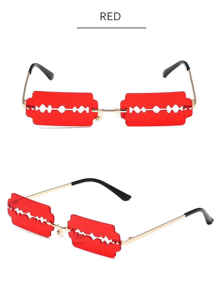 Rektangulära solglasögon för dam utan båge festival mode_voghion.com