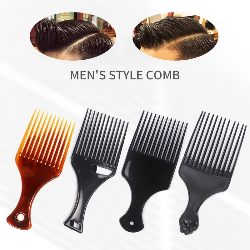 

1pc Wide Teeth Brush Pick Comb Fork Hairbrush Insert Hair Pick Comb Plastic Combs For Curly Afro Hair Styling Tool For Women Men
