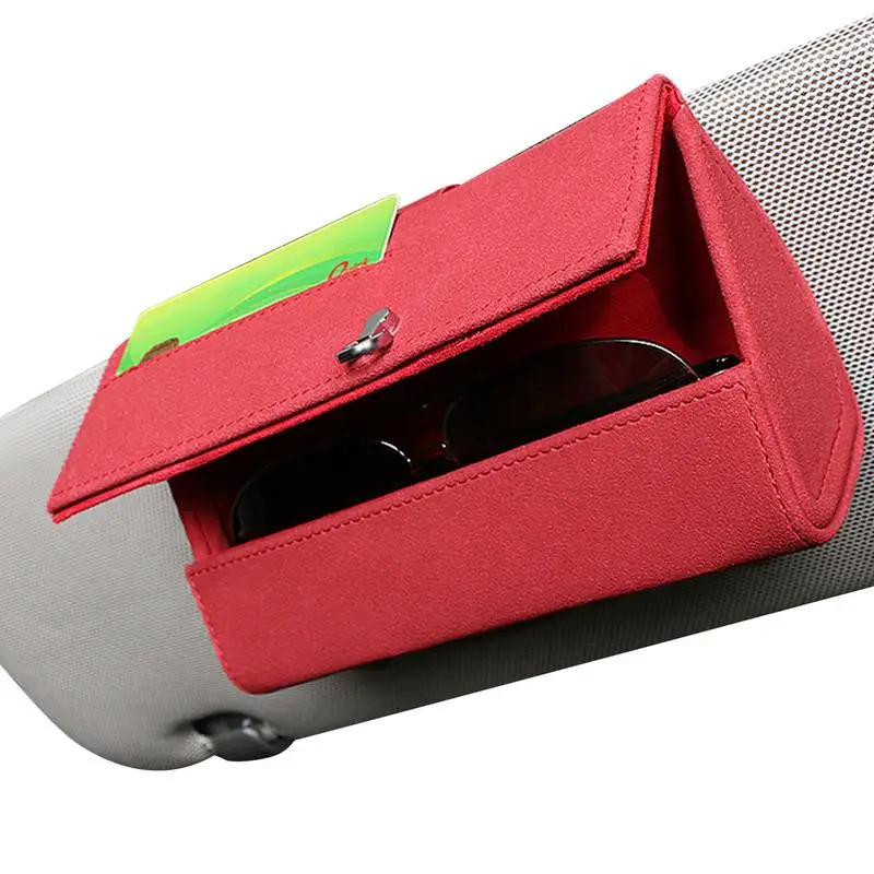 

Car Sunglass Holder Visor Sunglasses Case With Card Case Glasses Clip Storage Box With Magnet Closure Protective Storage Case
