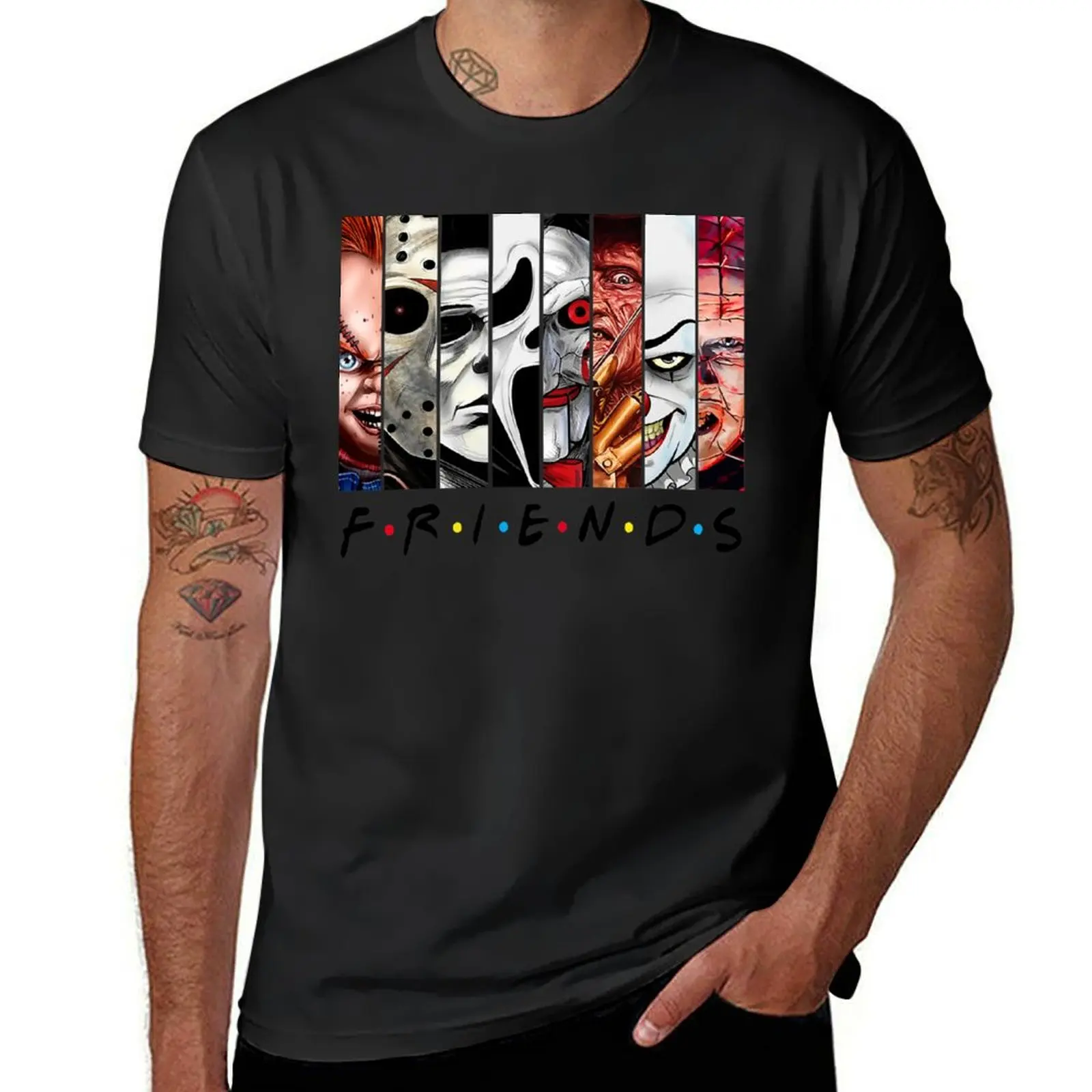 Funny Horror Friends Scary Movies Halloween T-Shirt funnys summer top anime korean fashion mens funny t shirts