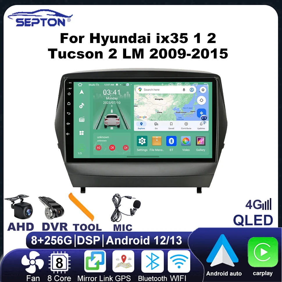 

SEPTON 2Din Android Car Radio for Hyundai ix35 1 2 Tucson 2 LM 2009-2015 Navigation GPS Multimedia Player CarPlay Head Unit 4G