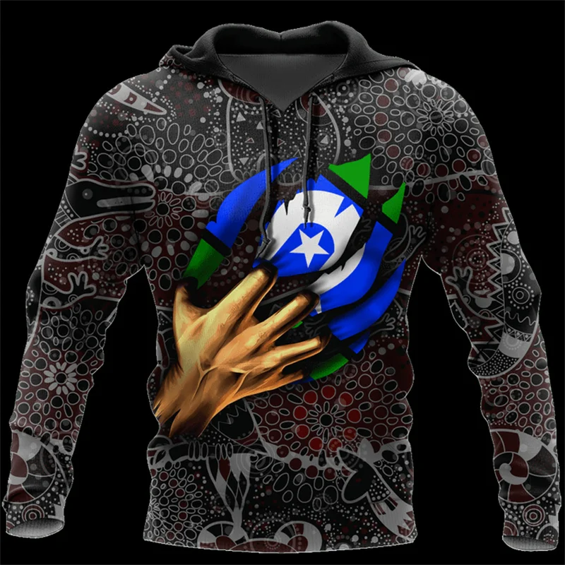 thumbnail image 1 of Sudadera con capucha estampada con bandera aborigen en el interior de arte aborigen Nueva sudadera con capucha y sudaderas para hombres y mujeres Sudadera con capucha de moda, 1 of 5