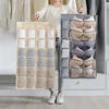 Non-Woven Double-Sided Underwear Storage Bag Wardrobe Hanging Bag Folding Clothing Organizer Transparent Socks Bra Storage Bags 1