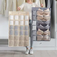 Non-Woven Double-Sided Underwear Storage Bag Wardrobe Hanging Bag Folding Clothing Organizer Transparent Socks Bra Storage Bags 1