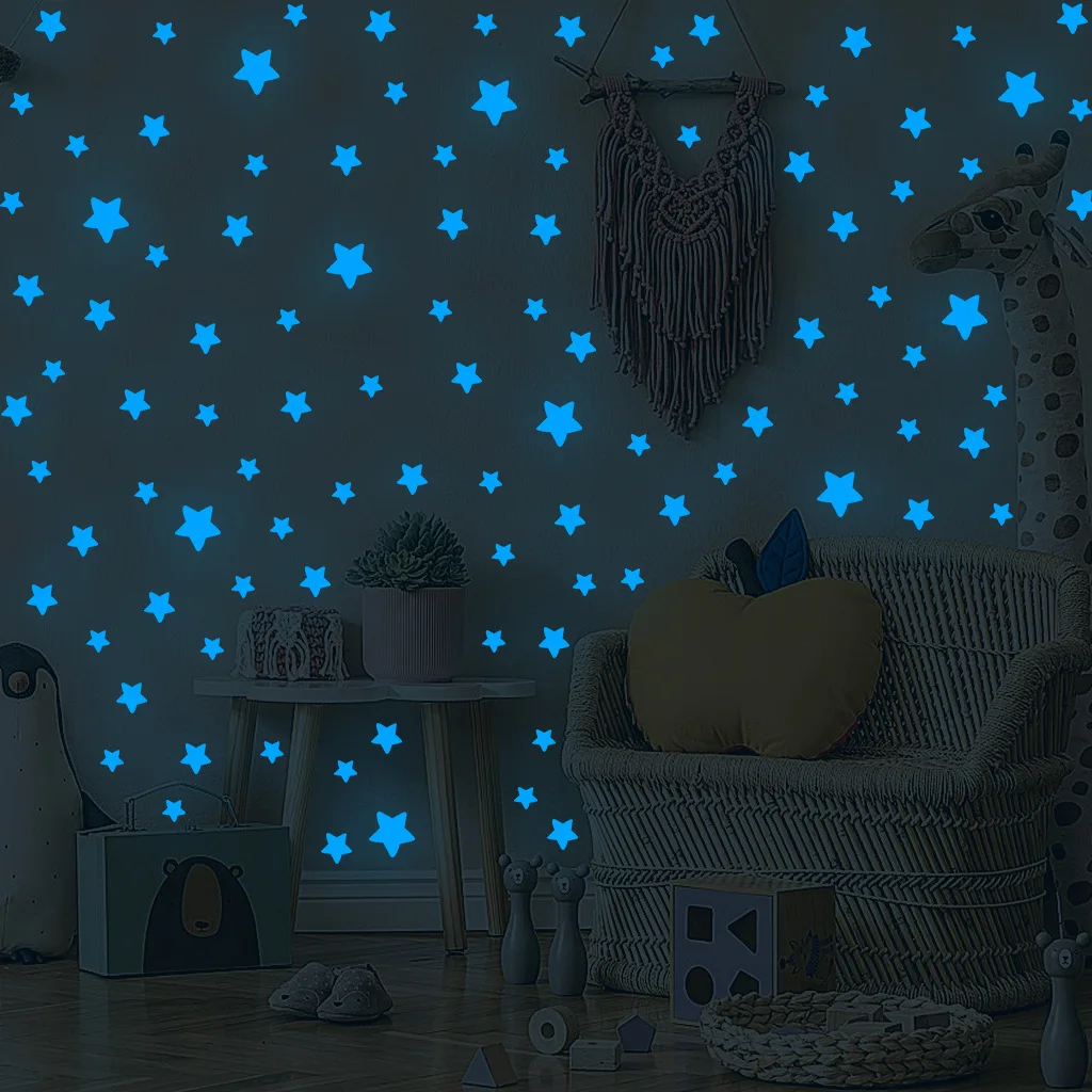 100pcs Luminous Wall Stickers Glow In The Dark Stars Sticker Decals for Kids Baby rooms Colorful Fluorescent Stickers Home decor