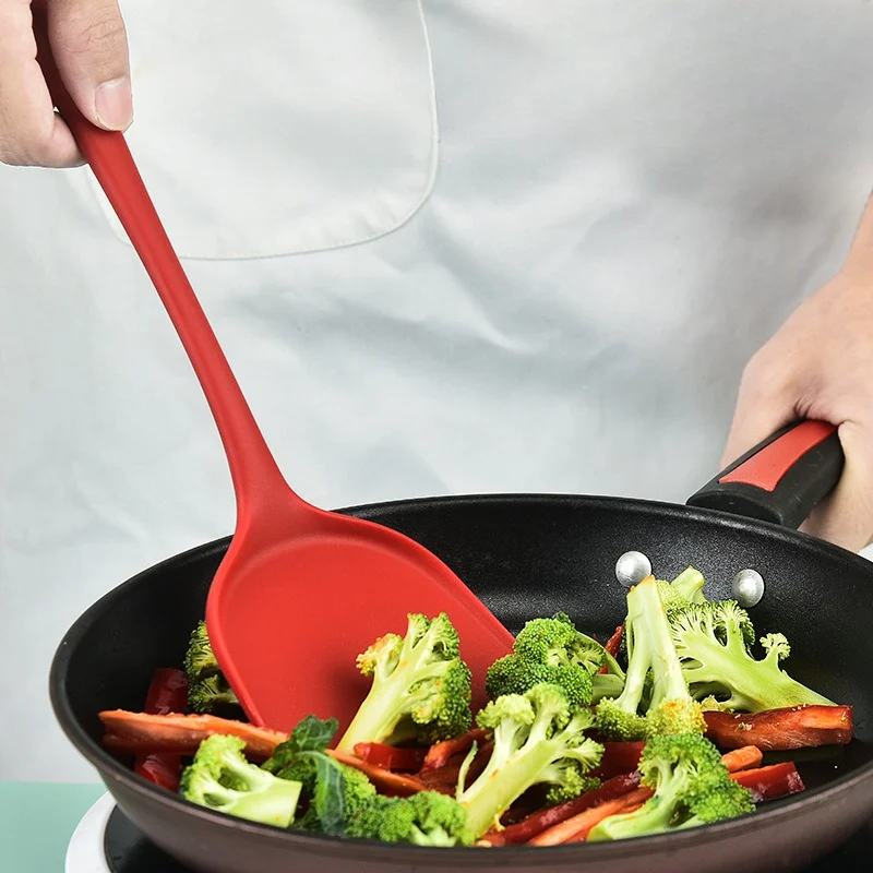 Thick silicone spatula, non stick pan, heat-resistant kitchenware, food grade lightweight wok, household cooking spatula