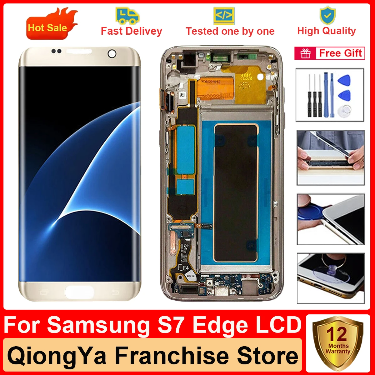 

Tested AMOLED 5.5" s7 edge Display For SAMSUNG Galaxy S7 Edge G935 SM-G935F G935A G935FD LCD and Touch Screen Digitizer Assembly