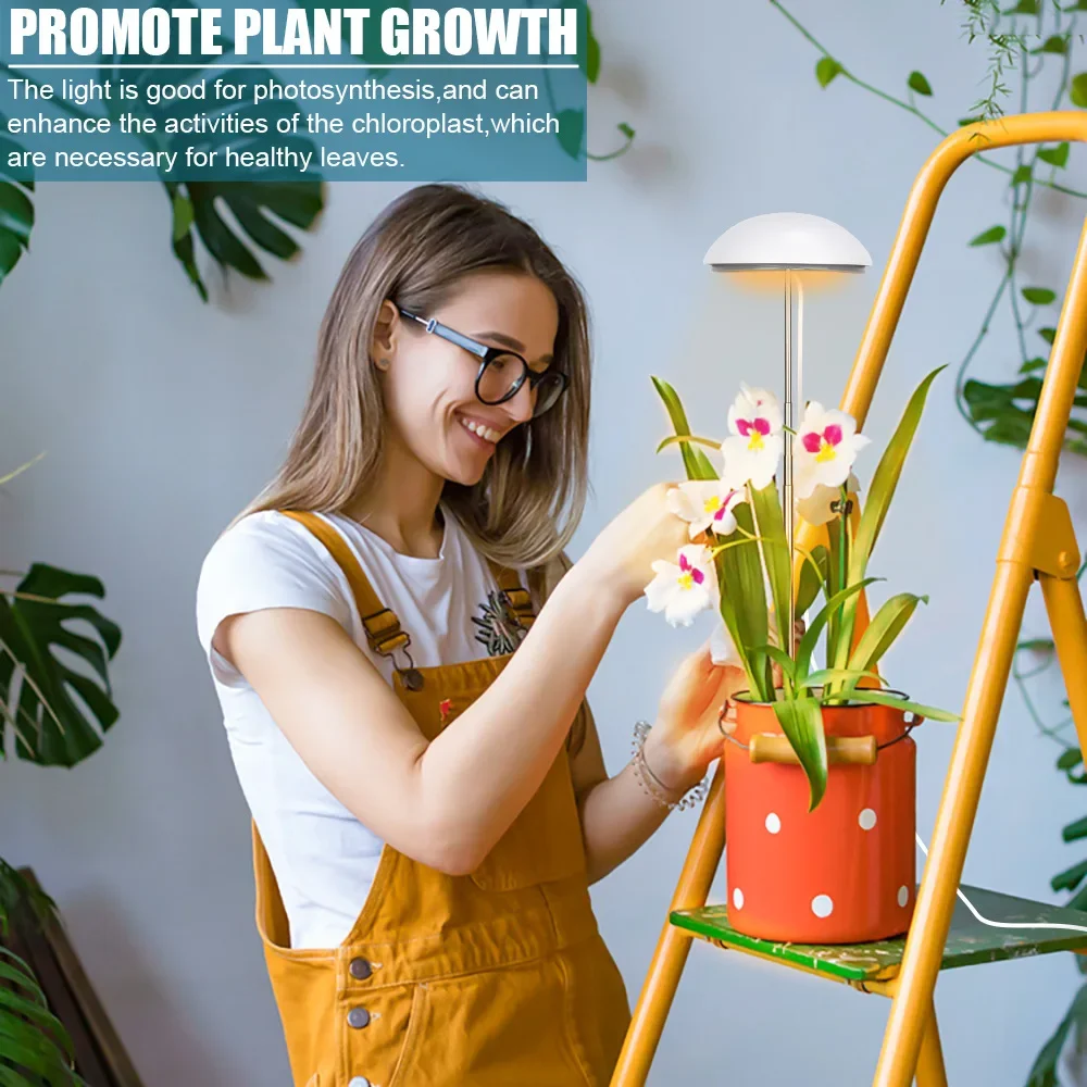 LED Ring Grow Light Growing Lamp Full Spectrum with Auto On/Off Timer Height Adjustable Dimmable Growth Lights for Indoor Plants