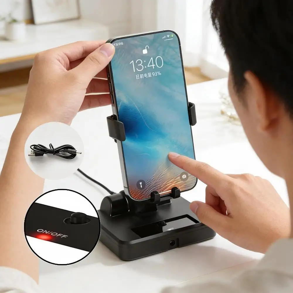 Desktop Cellphone Bracket Lazy Automatic Walker for iPhone Samsung Xiaomi Huawei Left and Right Swing Stepper Phone Holder Stand