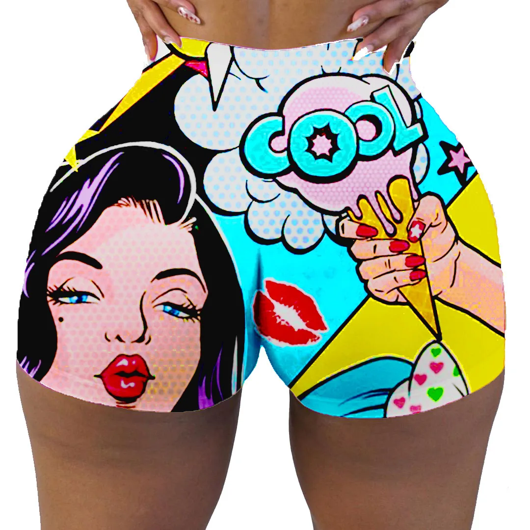 Europe and The United States Sexy Shorts High Waist Tight Cartoon