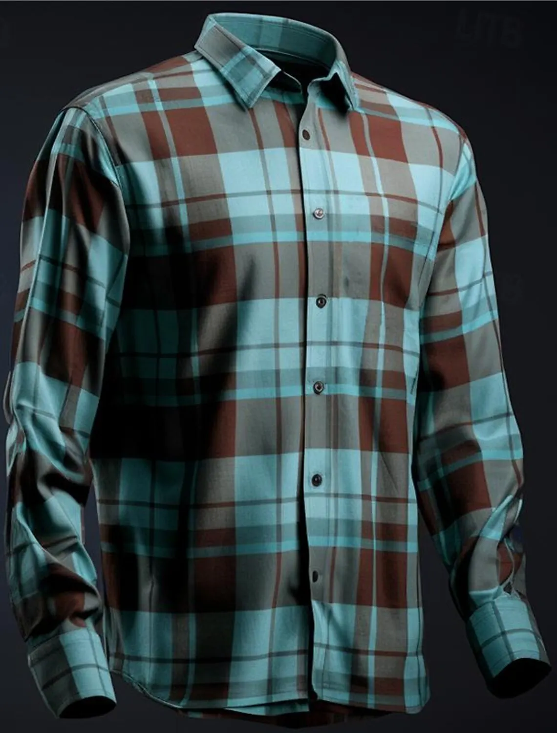 thumbnail image 1 of Camisa de vestir informal de negocios con diseño geométrico para hombre, camisa abotonada de manga larga, ropa de trabajo para uso diario, cuello de camisa para otoño e invierno, ropa con estampado 3D, 1 of 5