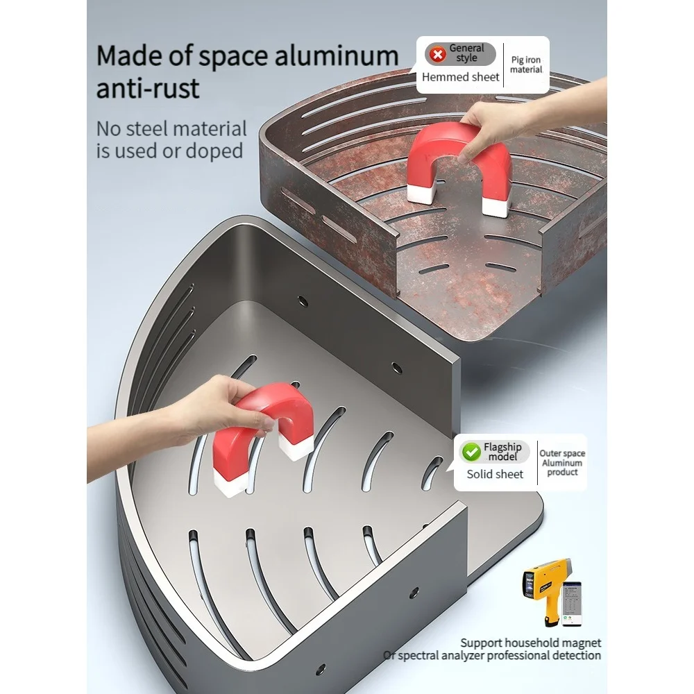No Need to drill Wall Installation Aluminum Bathroom Shelf Shelves Shampoo Rack Storage Holder Kitchen Organizer Wall Rack 3