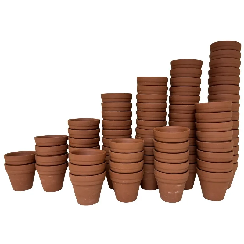 Mini Terracotta Clay Pots with Drainage Hole - Set of 80