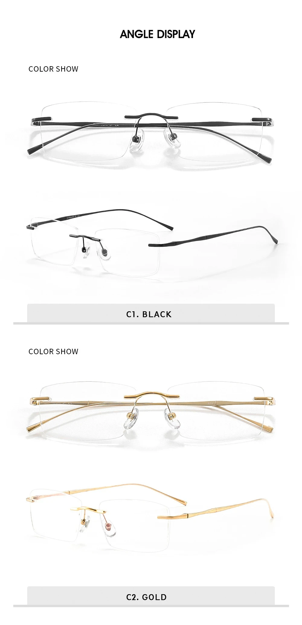 Titanium Reading Glasses - Ultra-Light Rimless Eyeglass Frames with Anti-Reflective Lenses
