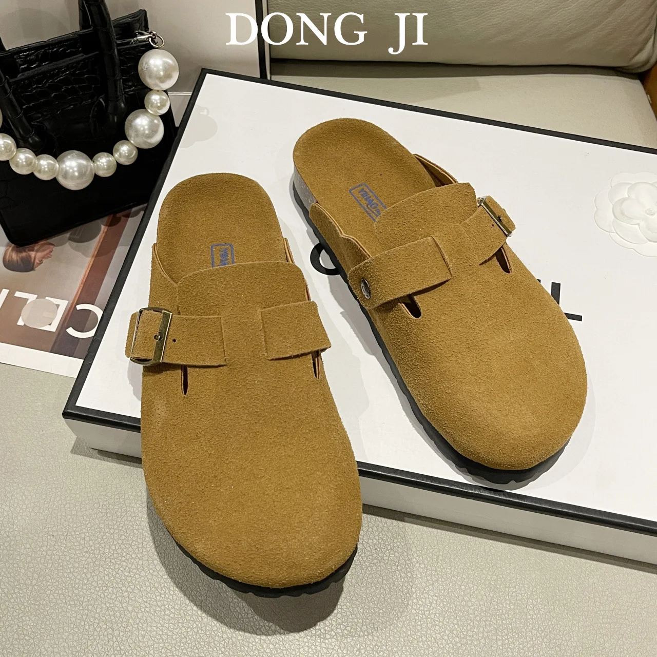 

Slippers Women's 2023 Spring Korean Style Retro Big Head Solid Color Simple All-Match Cork Sole Shoes