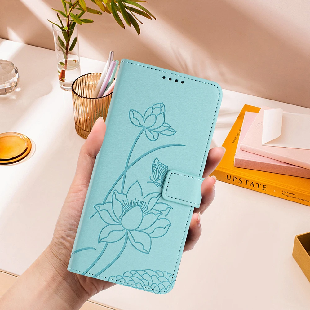 Embossed Leather Wallet Phone Case Cover