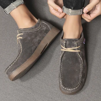 New Fashionable and Versatile Lace Up Comfortable Couple British Workwear Shoes Spring Brand Men Breathable Casual Leather Shoes 1