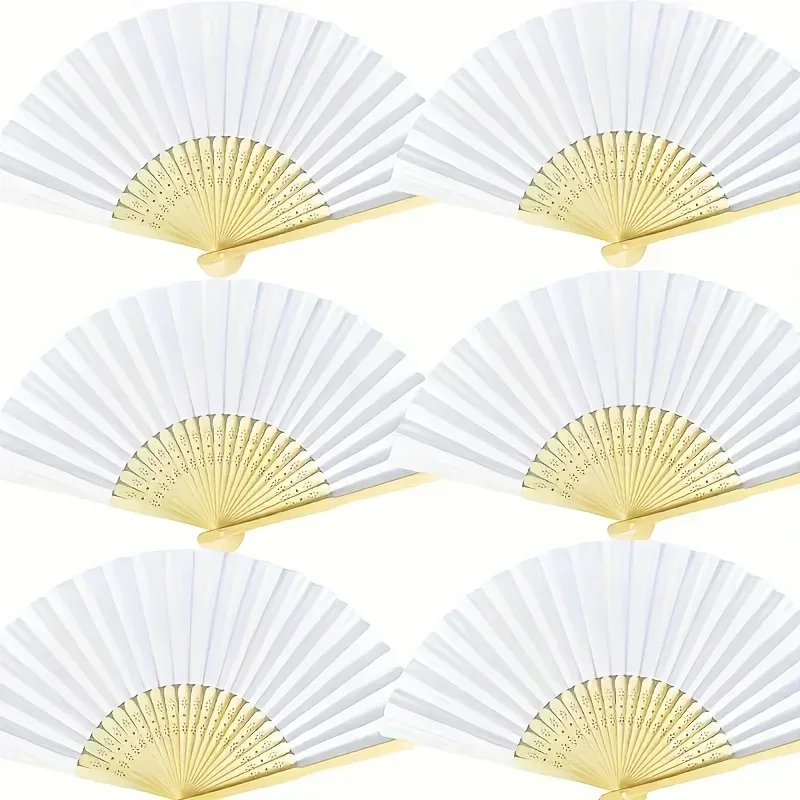 Foldable Paper Fans 1/10pcs DIY Portable Bamboo Design for Wedding Birthday Party Decor Gifts Home Room Accent portable fan folding fan hand fan