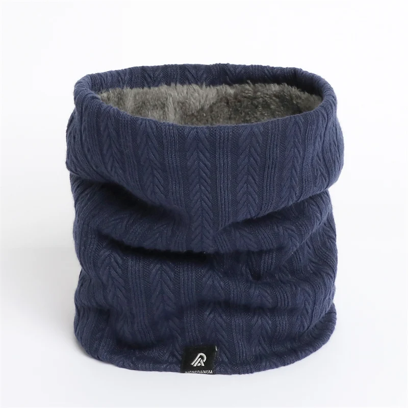 Enfärgad kashmirplysch varm vinterringhalsduk kvinnor män stickad helmask snood halsdukar bufanda tjock avgasrör_voghion.com
