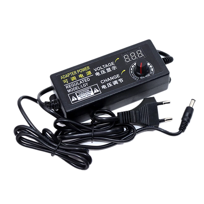 3-24V 가변 AC-DC 전원 공급 장치 3V 9V 12V 15V 18V 24V 2A 3A 전원 어댑터 범용 전압 디스플레이 포함