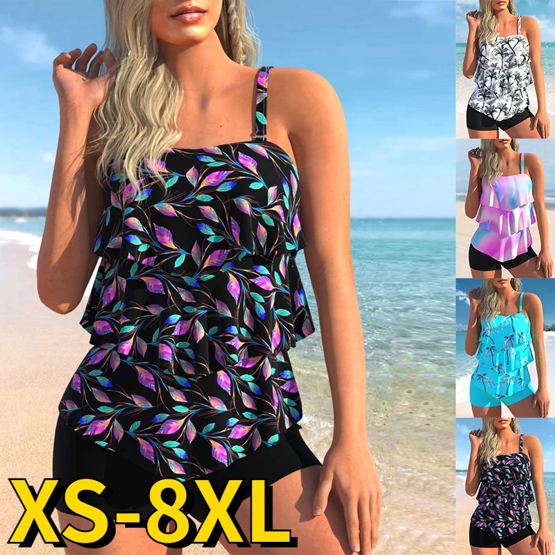 

2023 Female Sexy Bikini Swimwear Print Bathing Suit Monokini Summer High Waist Beachwear Tankini Women Two Piece Set Swimsuits