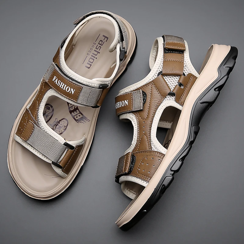 

Hot Sale New Fashion Summer Leisure Beach Men Shoes High Quality Leather Sandals The Big Yards Men's Sandals Size