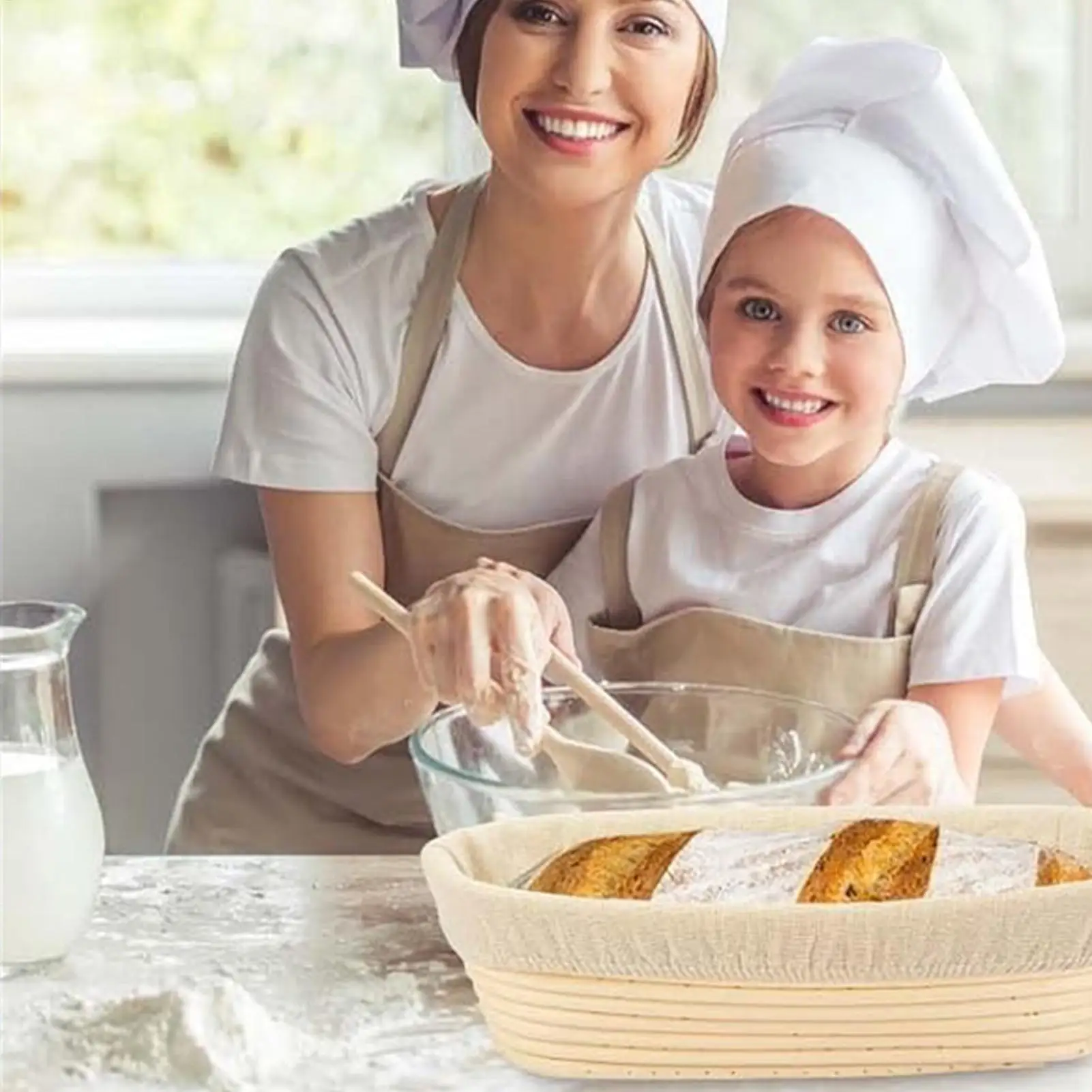 Oval Bread Proofing Handmade Rattan Basket and Liners Natural Rattan Bread Proofing Basket Baking Dough Bowl Baking Bread Basket