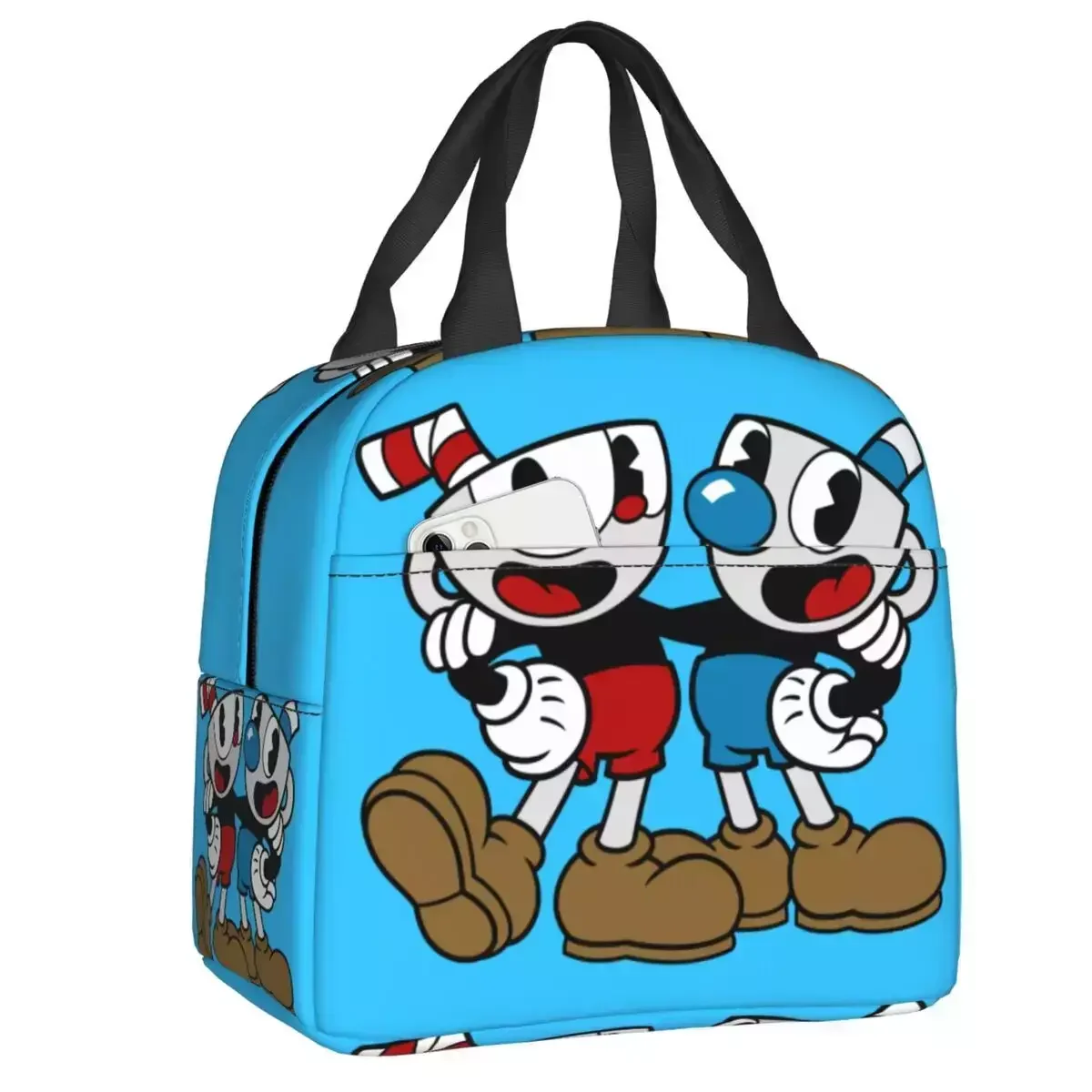 

Cuphead And Mugman, не справляйтесь с дьяволом, изолированная сумка-тоут для ланча для женщин, многоразовый термоохладитель, коробка для бенто, для путешествий