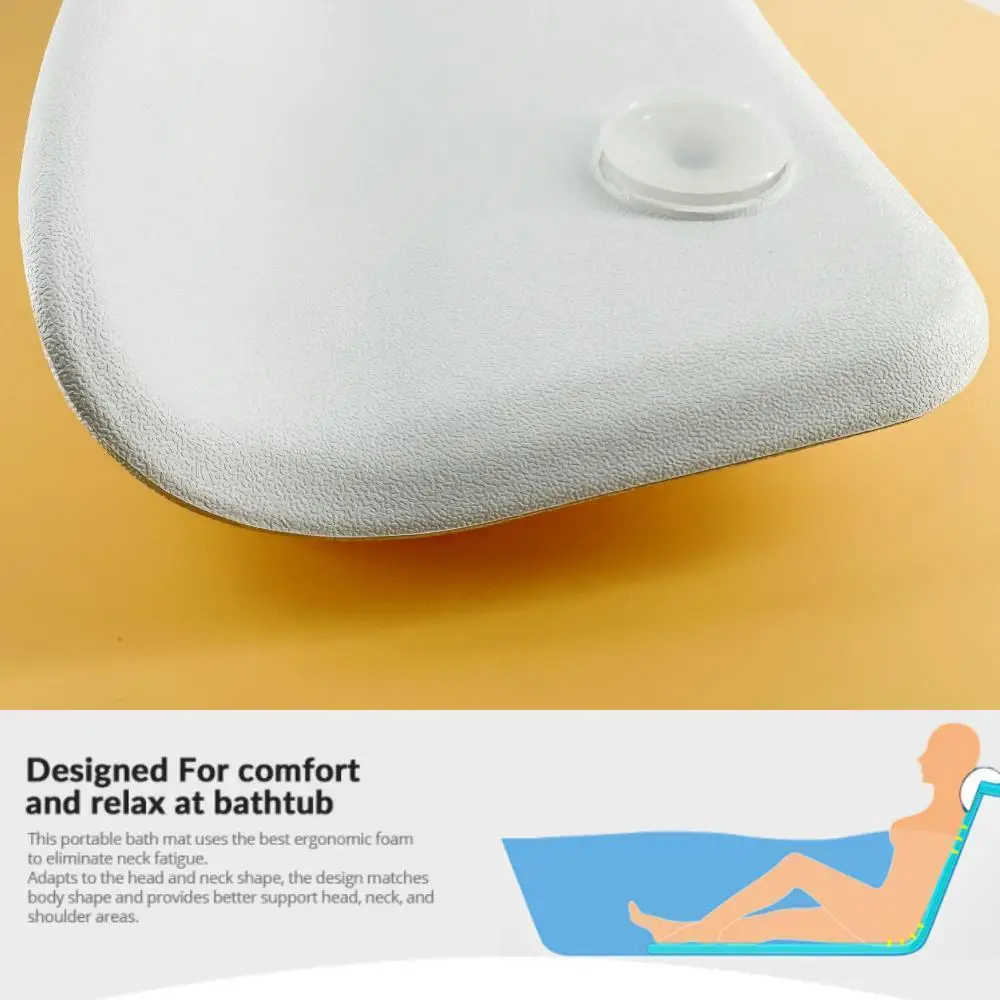 Bathtub Headrest Suction Cups Comfortable SPA Non-Slip Bath Pillow Neck Back Headrest