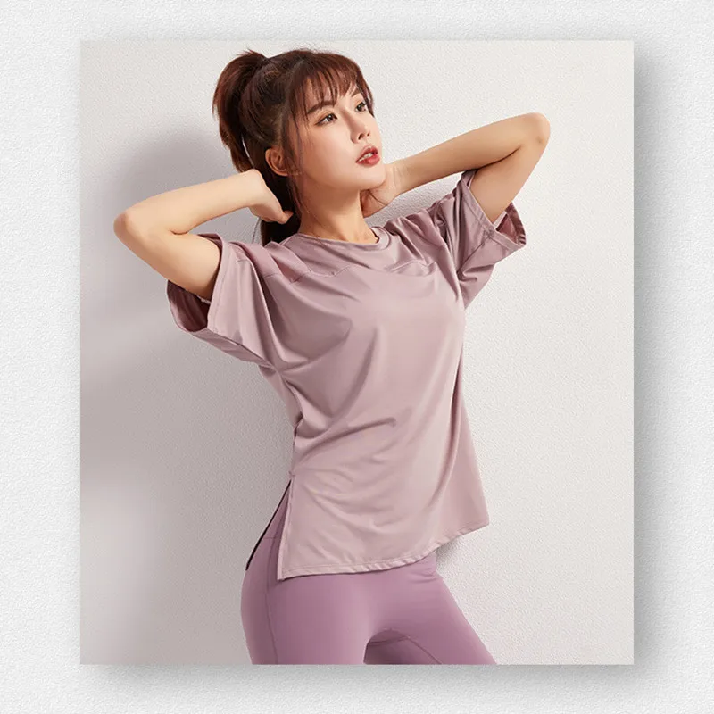 Summer Fitness Sports T-shirt Tops Women Outdoor Sports Loose Short Sleeve Stitching Gym Running Female Quick Drying Breathable sports t shirt sports shirt