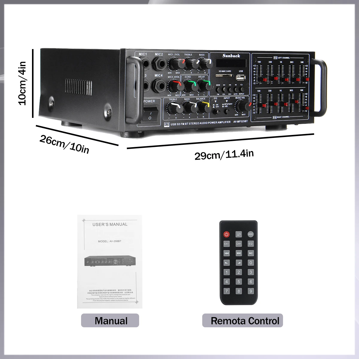 Comprar AV555BT 4000W 5CH amplificador de cine en casa 12V bluetooth  amplificador de potencia para el hogar amplificador de audio estéreo FM USB  SD 3Mic con control remoto