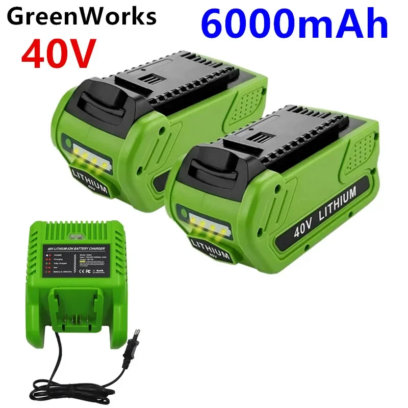 

40 в, 6,0 Ач, эрзатор, литиевый аккумулятор для GreenWorks 6000, 29472, 29462, 29252, электроинструмент G-MAX, 20202, 22262, 25312, L50