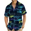 Men's short-sleeved shirt Ocean Overlord Cartoon Shark Pattern Printing Suitable for Summer Hawaiian Seaside Vacation Style Men' 1
